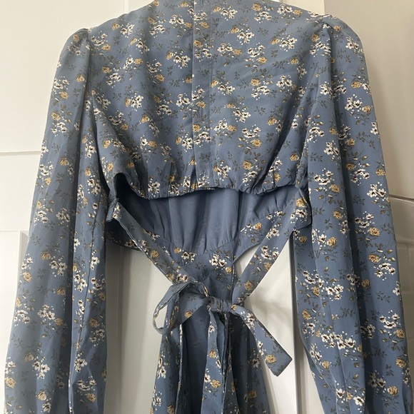 Astr Blue Floral Cut-Out Midi Dress - Picture 6 of 11